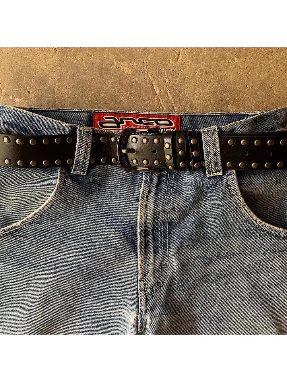 American Western vintage studded black style indie boho indie belt. 41 inches